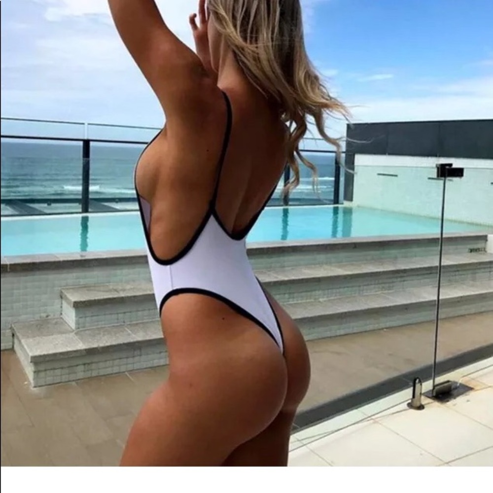 White and black SEXY plunge Monokini!